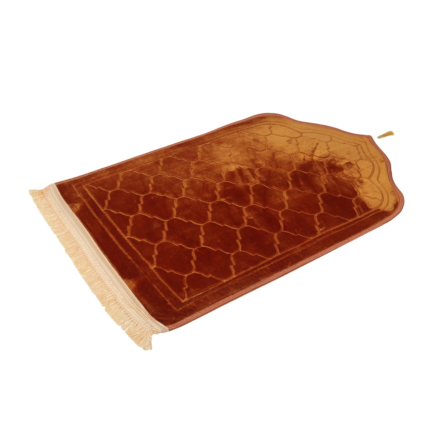 Flannel Embossed Dome Shaped Worship Blanket Prayer Mat | Golden Brown