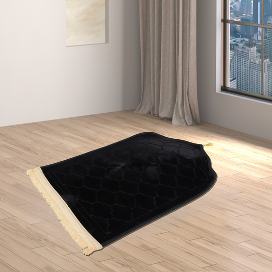 Flannel Embossed Dome Shaped Worship Blanket Prayer Mat | Black