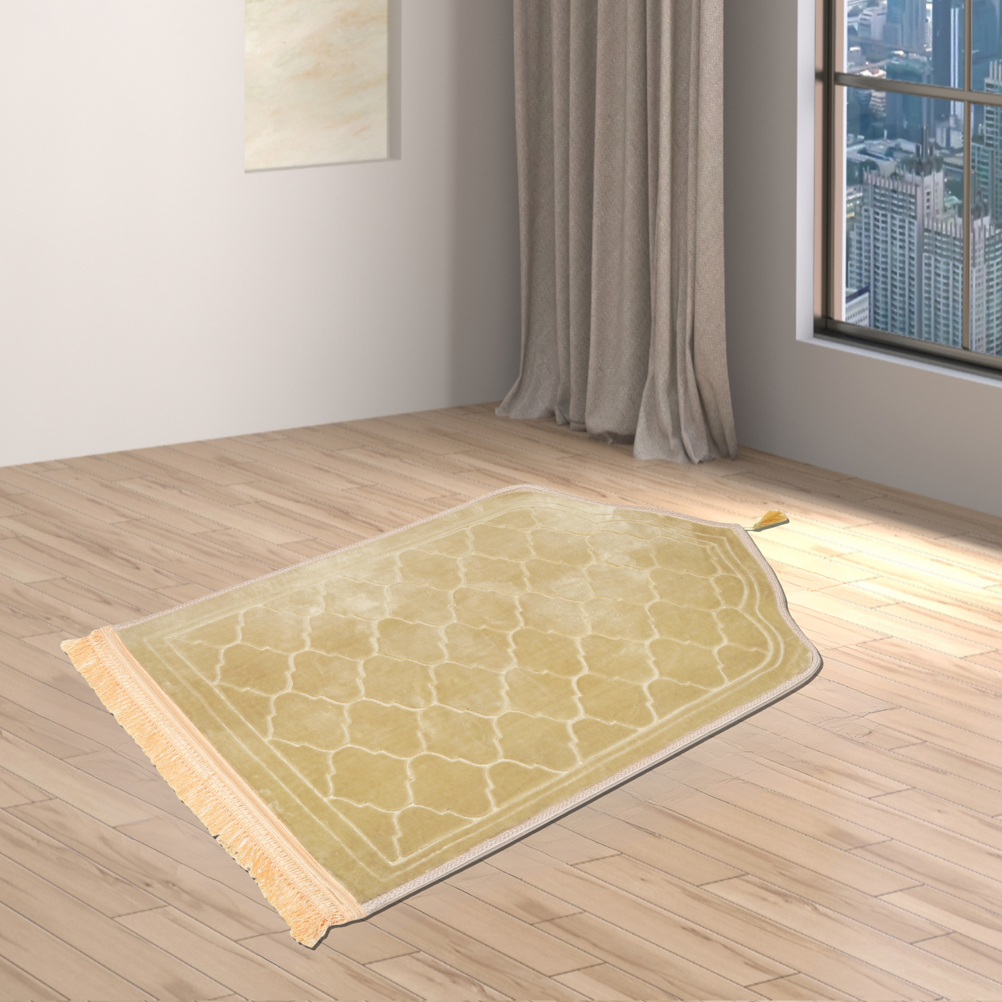 Flannel Embossed Dome Shaped Worship Blanket Prayer Mat | Beige