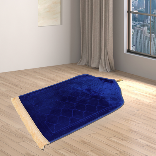Flannel Embossed Dome Shaped Worship Blanket Prayer Mat | Blue