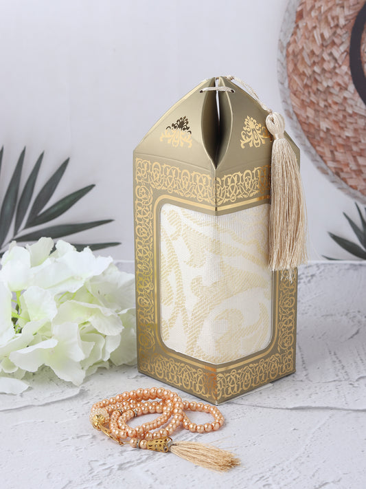 Iman Store - Gold Islamic Lantern shape Prayer Mat Gift Box | Islamic Gift | Eid Gift | Ramadan Favors