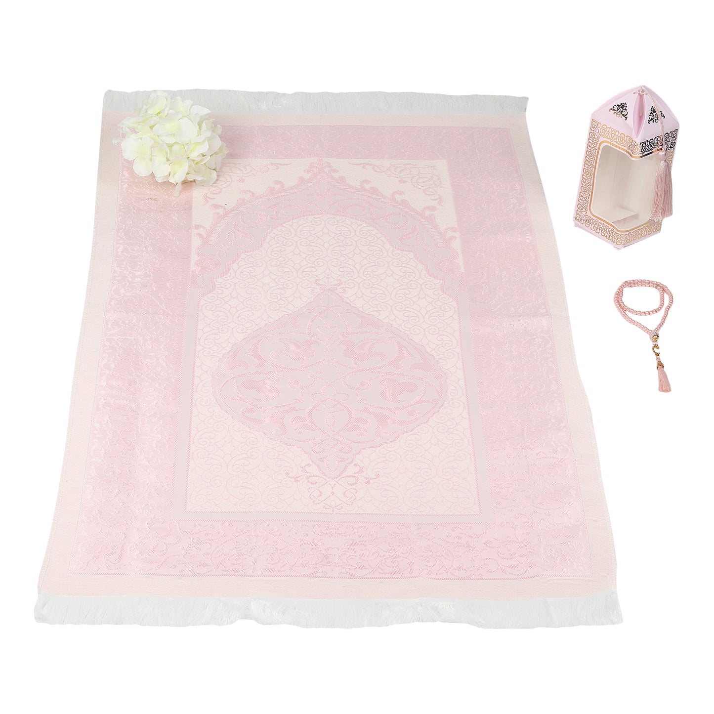 Iman Store - Rose Pink Islamic Lantern shape Prayer Mat Gift Box | Islamic Gift | Eid Gift | Ramadan Favors
