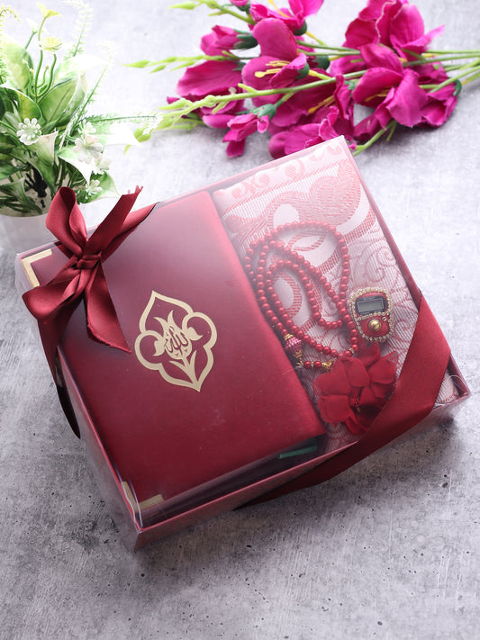 Turkish Quran Gift Set - Maroon - 4 items