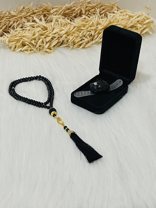 Black Turkish Tasbeeh and Counter | Gift Set