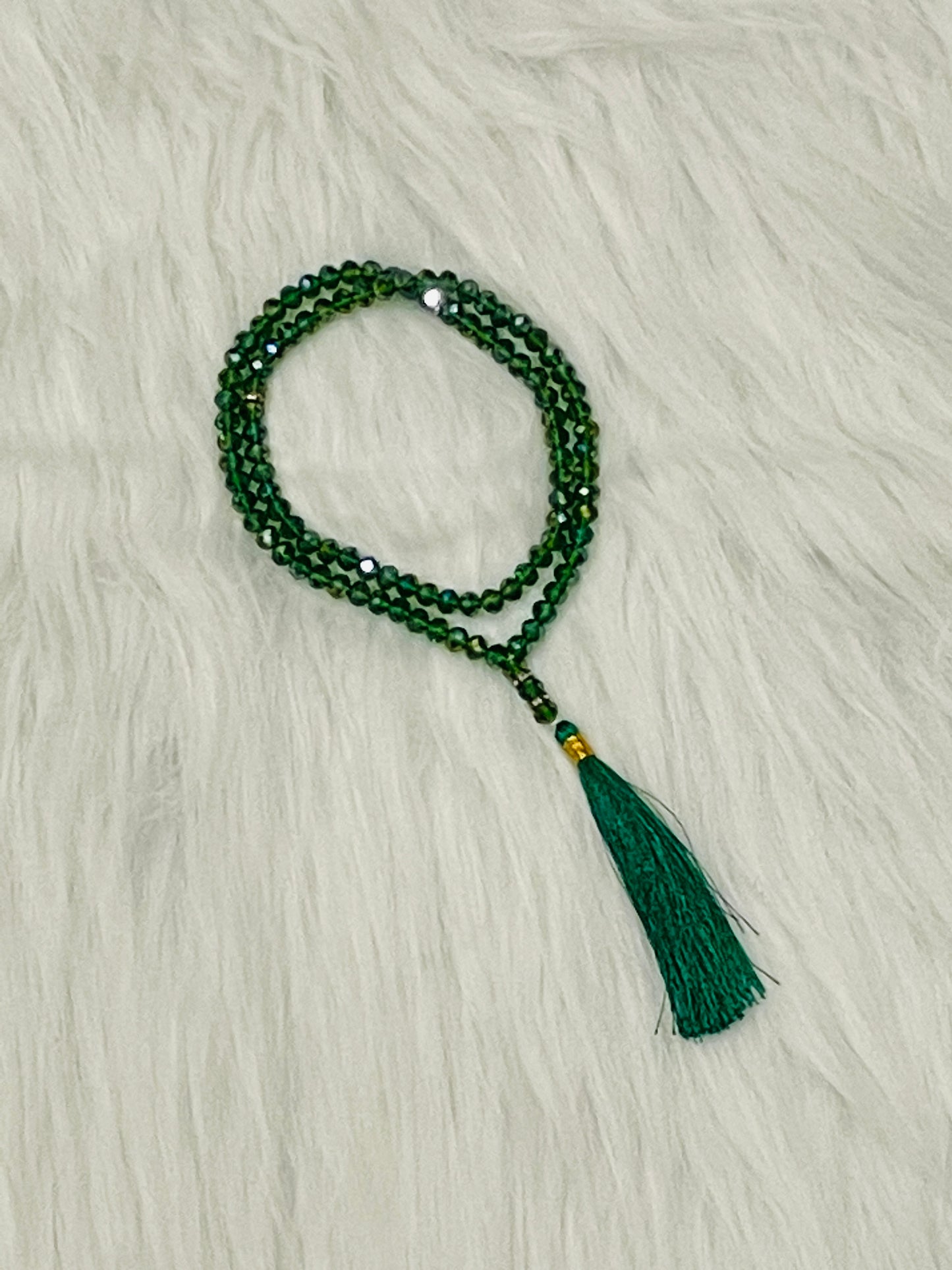 Dark Green Crystal Beads Tasbeeh | Prayer beads
