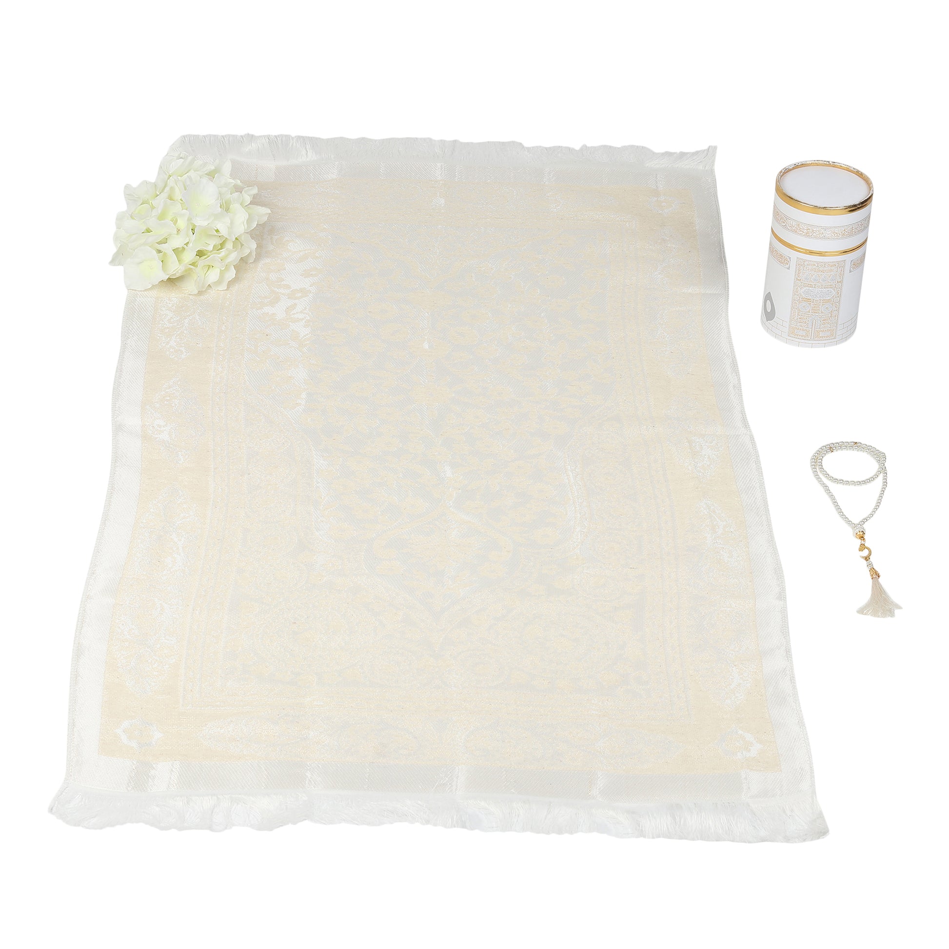Elegant White Kaaba Design Cylinder Gift Box with Muslim Prayer Rug ...