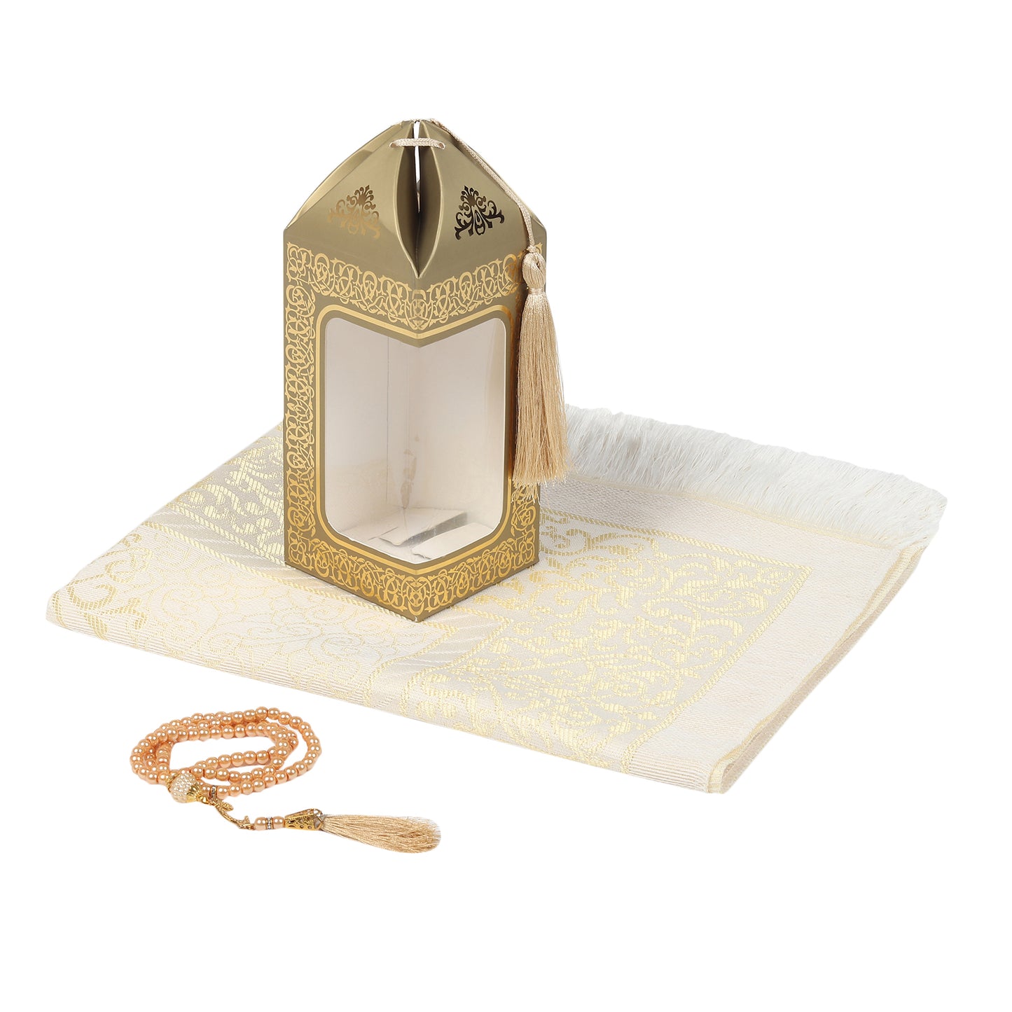 Iman Store - Gold Islamic Lantern shape Prayer Mat Gift Box | Islamic Gift | Eid Gift | Ramadan Favors